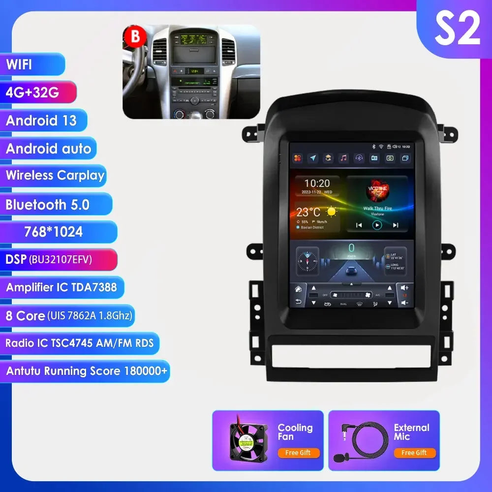 Chevrolet Captiva Sport 2006 - 2012 9,7" Android 14 Carplay Android auto wireless wifi bt gps 4g  AUTMYZWN
