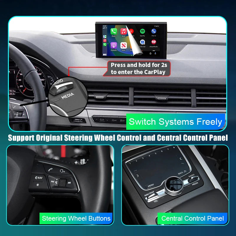 Q7 2016-2018 Wireless Apple CarPlay Android Auto  Mirror Link AirPlay Navigation AUTMAUDQ7NW