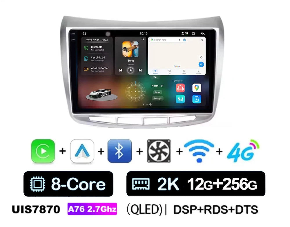 Cartablet 9"  Lancia Delta 2009-2019 Android 14 Carplay Android auto wireless wifi bluetooth navigatore satellitare Europa radio RDS AUTMLNCDT