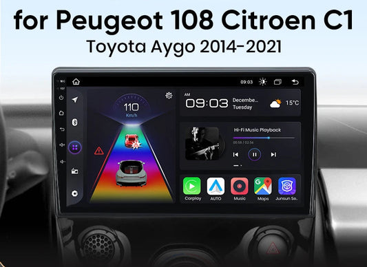 Toyota Aygo / CITROEN C1/ PEUGEOT 108 2014 - 2021 9"  Wireless Android Auto Carplay Radio RDS WIFI BT GPS 4G Car Multimedia AUTMPEGCIT3
