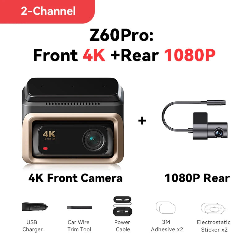 4K Dash Cam Z60 Pro HDR anteriore +posteriore Camera SONY STARVIS2 678 Sensor 5GHz Wi-Fi GPS ADAS 4G DVR AUTMRGSL