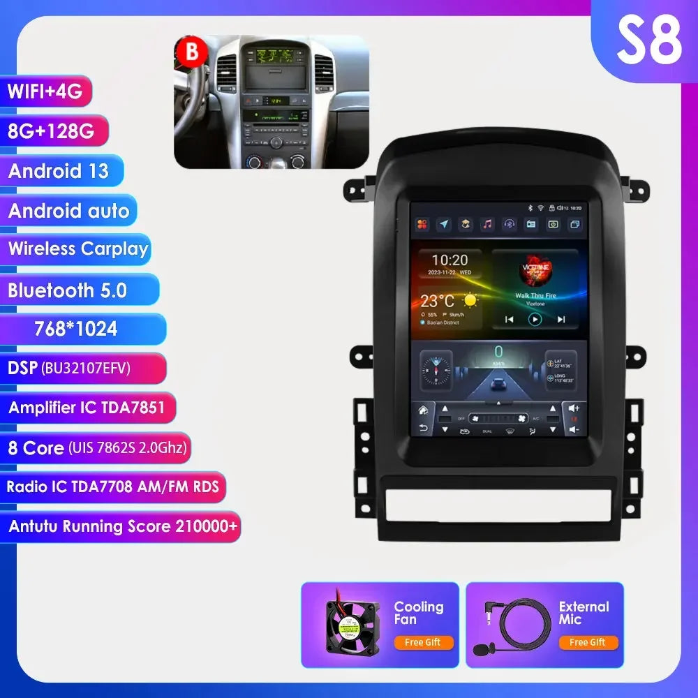 Chevrolet Captiva Sport 2006 - 2012 9,7" Android 14 Carplay Android auto wireless wifi bt gps 4g  AUTMYZWN