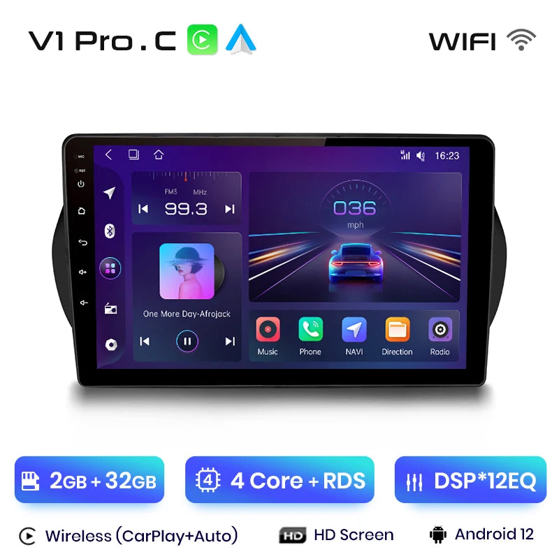 Fiat Fiorino Qubo / Peugeot Bipper/Citroen Nemo 2008-2017 9" Wireless CarPlay Android auto  Radio RDS WIFI GPS BT  AUTMFITFR
