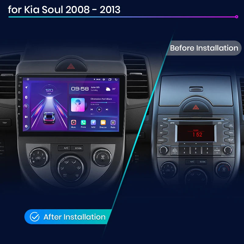 Kia Soul 2008 - 2013 X7 PRO 9“ 2K AI Voice Wireless CarPlay Android Auto Car Radio RDS WIFI GPS BT Multimedia autoradio AUTMKIABT2