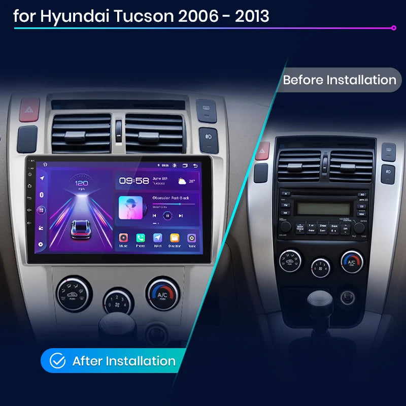 Hyundai Tucson 2006 - 2013 V1pro AI Voice 2 din  Carplay  Android Auto Radio RDS WIFI GPS BT 4G Car Multimedia  autoradio AUTMHYDTCS1