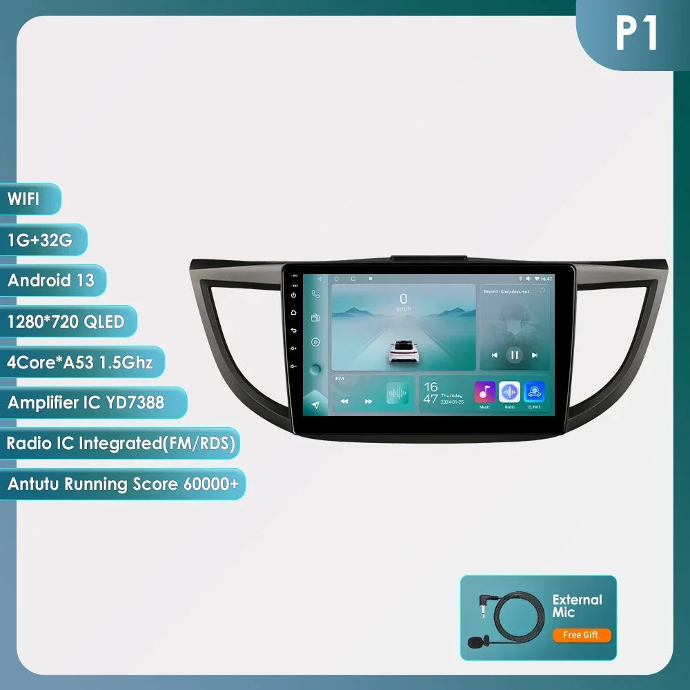 Honda CRV 4th 2012-2016 9" Android 14 Carplay Android auto wireless wifi bt gps 4g AUTMVCRH4