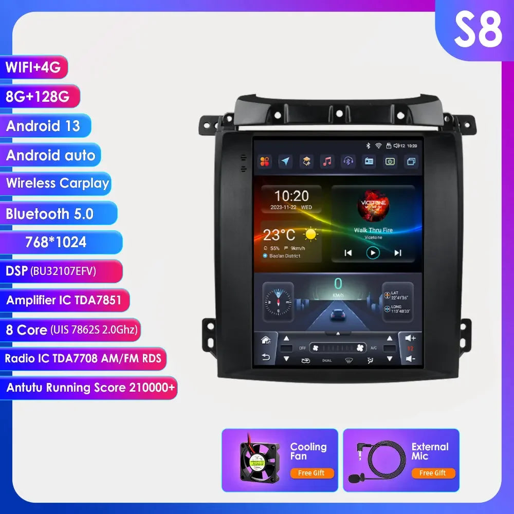Kia Sorento BL 2002-2006 9,7" Android 14 Carplay Android auto wireless wifi bt gps 4g  AUTMUUSA