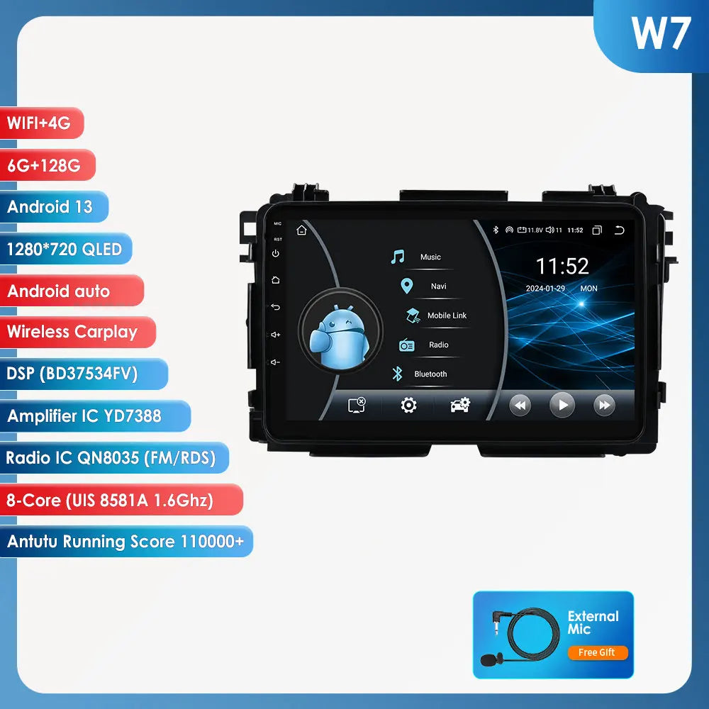 Honda Vezel HR-V HRV HR V XRV 2013-2022 9" Android 14 Carplay Android auto wireless wifi bt gps 4g AUTMQBOO