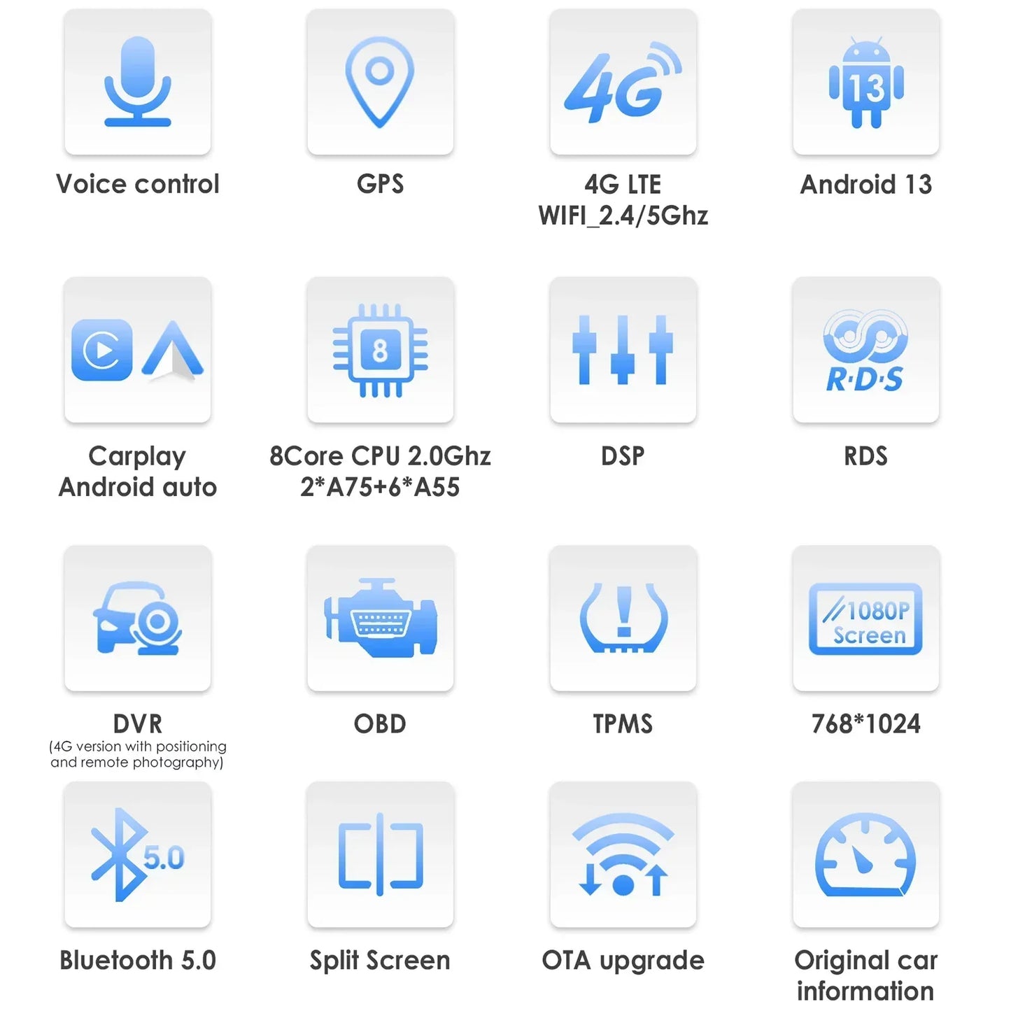 Toyota RAV4 Rav 4 2013-2018 9" Android 14 Carplay Android auto wireless wifi bt gps 4g AUTMKC1N