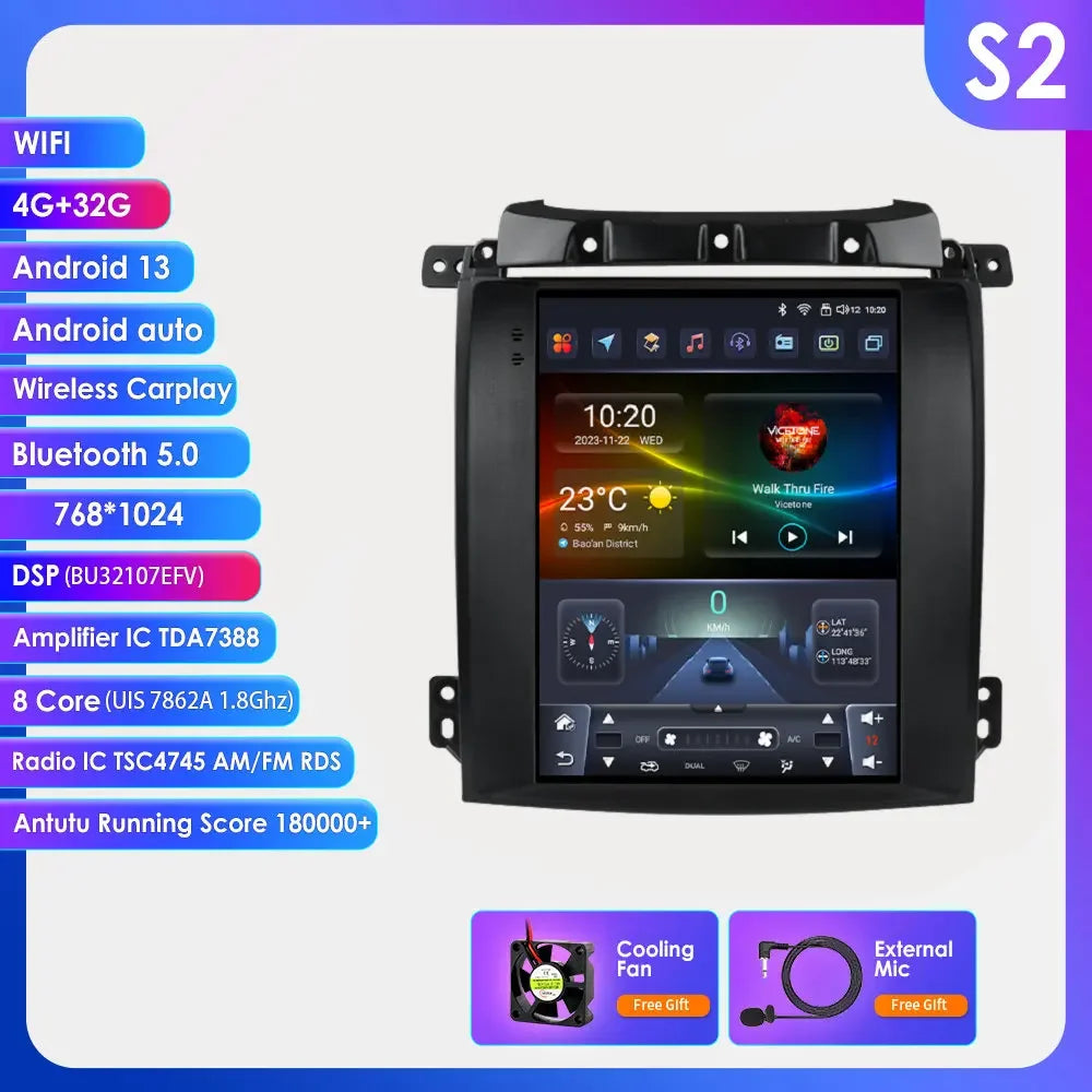 Kia Sorento BL 2002-2006 9,7" Android 14 Carplay Android auto wireless wifi bt gps 4g  AUTMUUSA