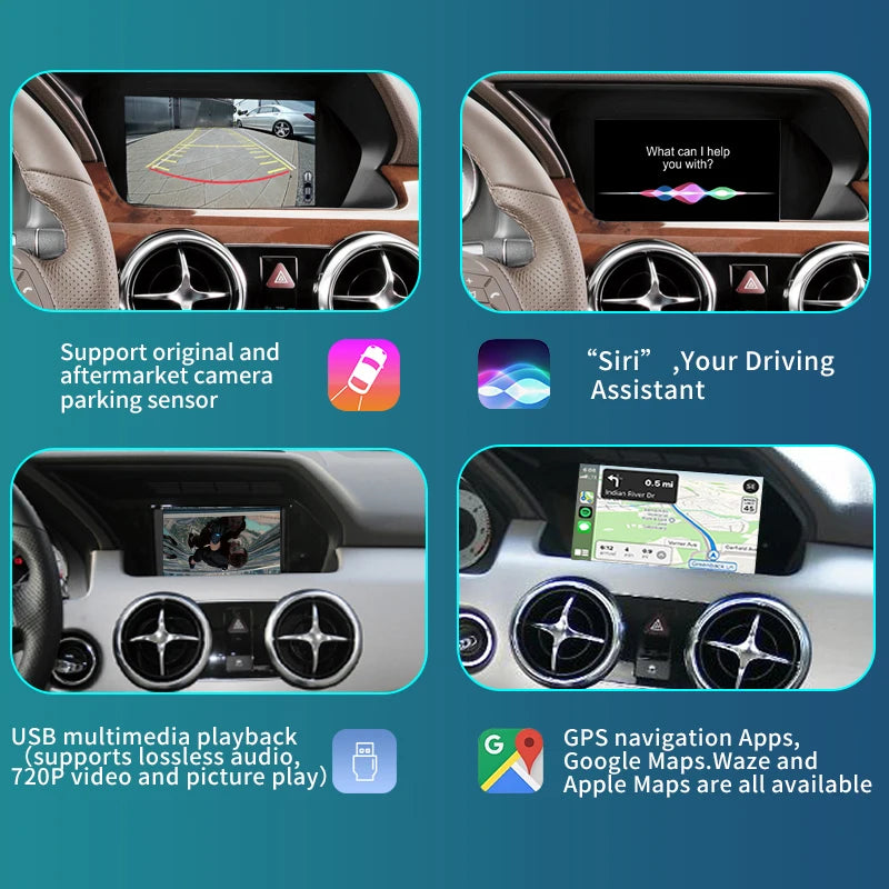 Mercedes Benz GLK 2008-2015, NTG 4.0/4.5/4.7 Wireless CarPlay  Android Auto Mirror Link AirPlay GPS AUTMGLKNTG4