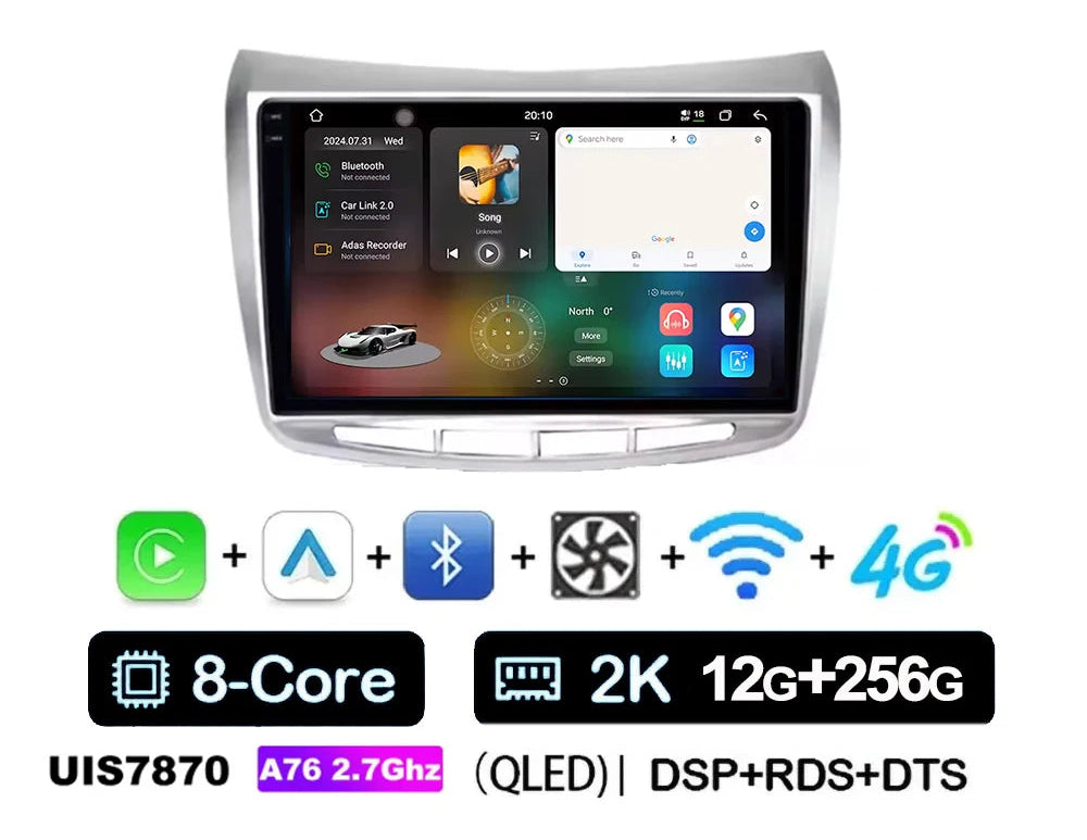 Cartablet 9"  Lancia Delta 2009-2019 Android 14 Carplay Android auto wireless wifi bluetooth navigatore satellitare Europa radio RDS AUTMLNCDT