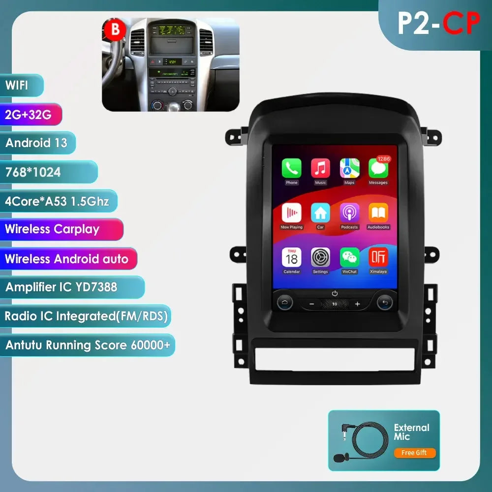 Chevrolet Captiva Sport 2006 - 2012 9,7" Android 14 Carplay Android auto wireless wifi bt gps 4g  AUTMYZWN
