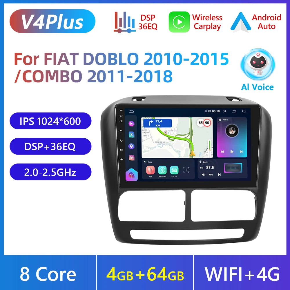 FIAT DOBLO 2010-2015  Android 13 9"  Carplay Car Android Auto Multimedia  GPS DSP wifi BT AUTMFIDBL1