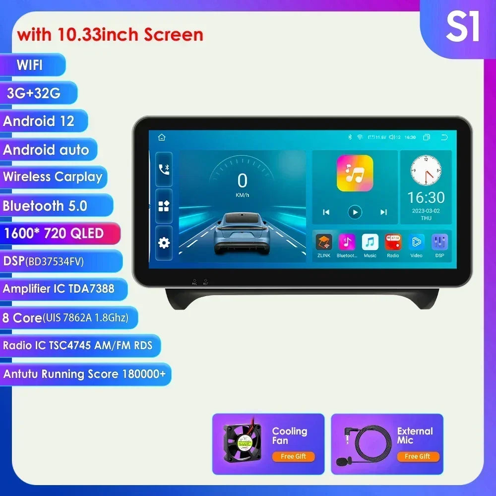 AUDI TT MK2 8J 2006 -2014 9" Android 14 Carplay Android auto wireless wifi bt gps 4g  AUTMMWU1
