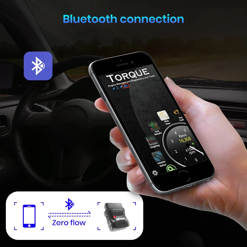 Adattatore OBD2 Scanner   ELM327 Bluetooth   Strumento diagnostico per auto Strumento di scansione per autoradio AUTMOBD20