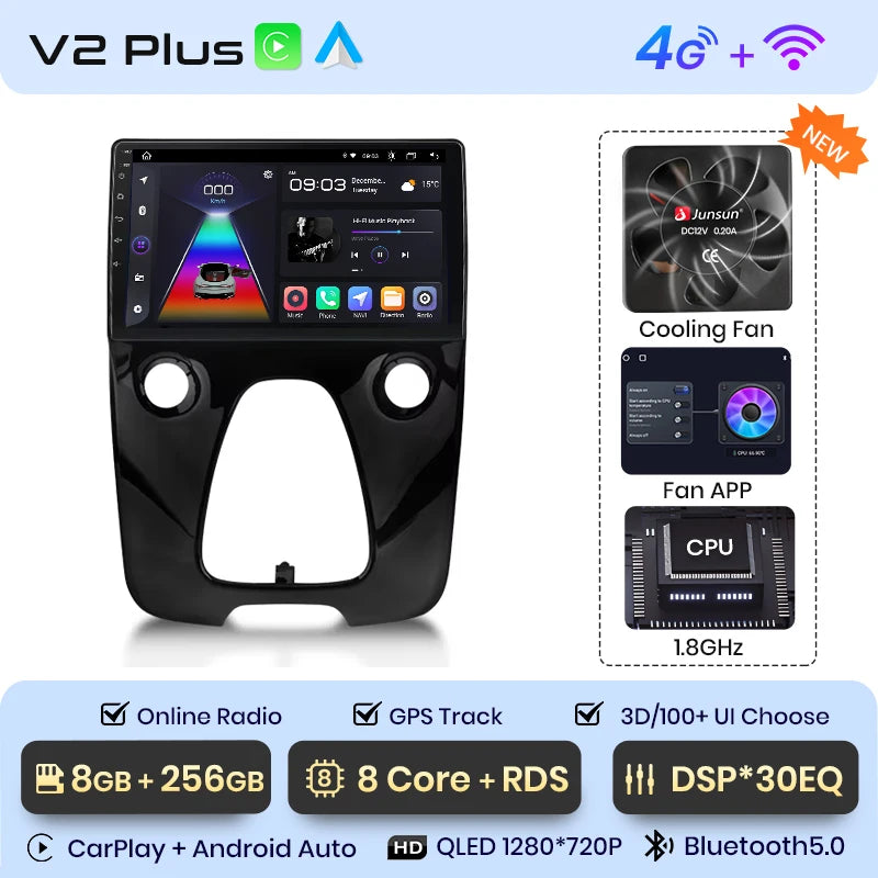 Toyota Aygo / CITROEN C1/ PEUGEOT 108 2014 - 2021 9"  Wireless Android Auto Carplay Radio RDS WIFI BT GPS 4G Car Multimedia AUTMPEGCIT3