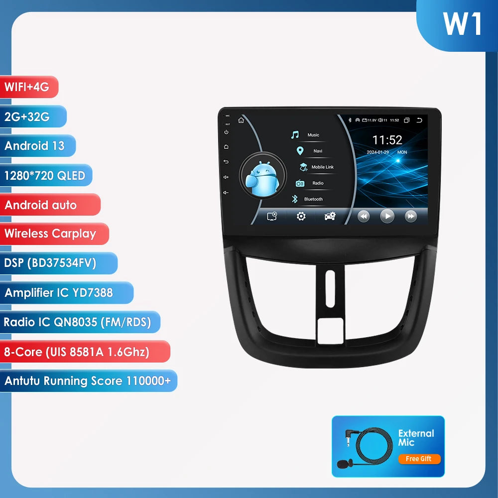 Peugeot SW 207 CC 207 CC 2006-2015  Car Radio RDS WIFI BT GPS wireless CarPlay Android Auto AUTM7MEAP