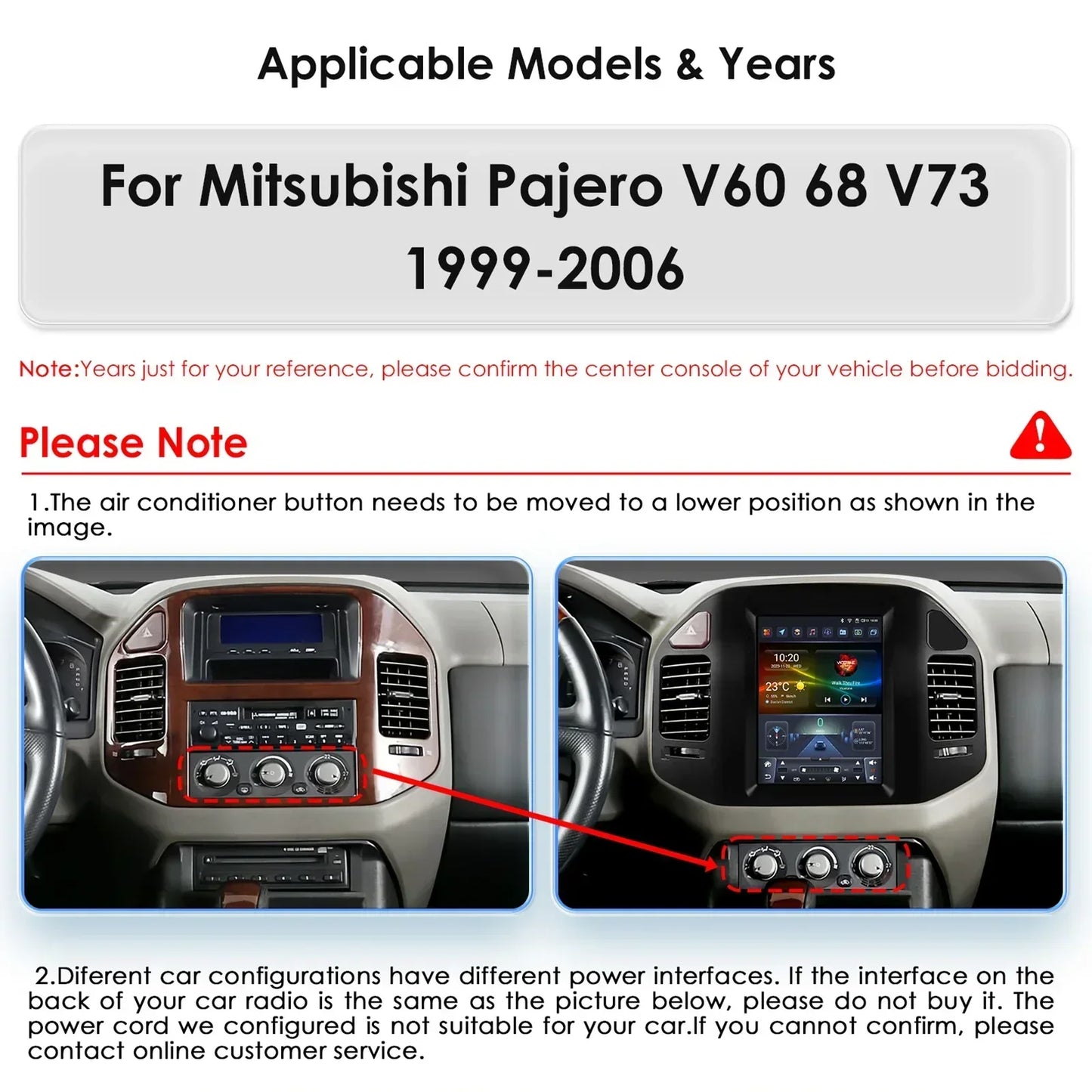 Mitsubishi Pajero V60 V68 V73 1999-2006 9,7" Android 14 Carplay Android auto wireless wifi bt gps 4g  AUTMN48V