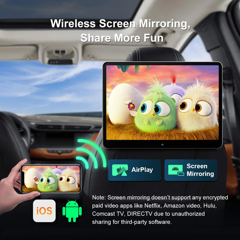 14 ''Android 11 4 / 64GB Monitor Poggiatesta  2160x1440 Res G+G Touch Screen  supporta Video UHD 4K HDMI Altoparlanti wifi  HM141AB