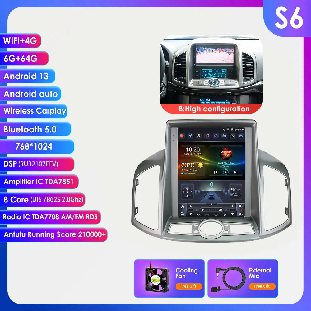 Chevrolet Captiva Sport 2011 - 2017 9,7" Android 14 Carplay Android auto wireless wifi bt gps 4g  AUTMXJ6J