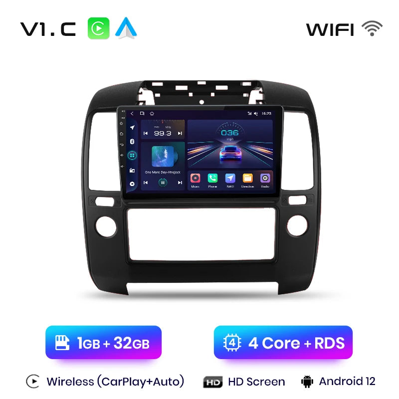 NISSAN NAVARA 2006 -2012 9" Wireless CarPlay Android Auto  RDS GPS 4G WIFI Multimedia autoradio AUTMNISNV2