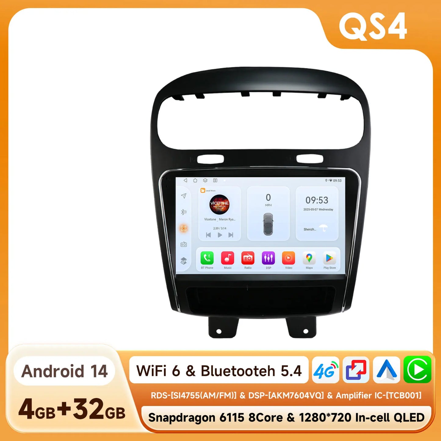 Dodge Journey Fiat Freemont 2011 - 2020 Car Radio wireless CarPlay Android Auto GPS RDS WIFI AUTMFFRDG9