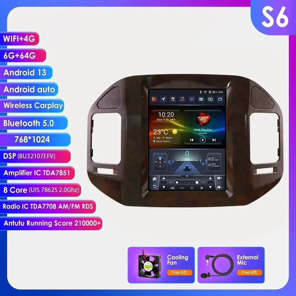 Mitsubishi Pajero V60 V68 V73 1999-2006 9,7" Android 14 Carplay Android auto wireless wifi bt gps 4g  AUTMN48V