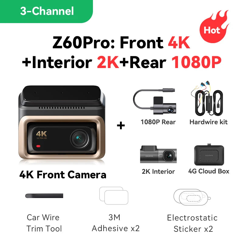 4K Dash Cam Z60 Pro HDR anteriore +posteriore Camera SONY STARVIS2 678 Sensor 5GHz Wi-Fi GPS ADAS 4G DVR AUTMRGSL