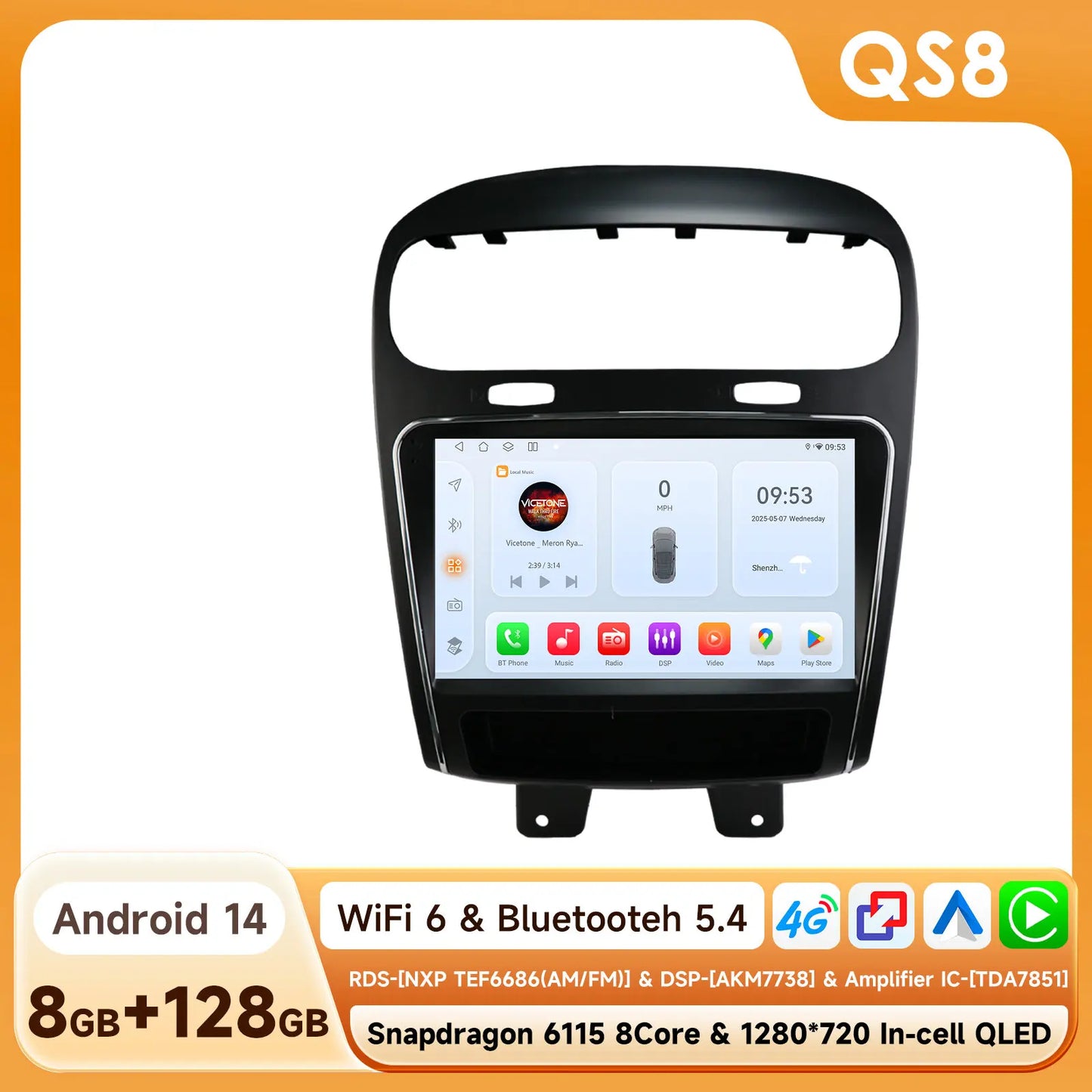 Dodge Journey Fiat Freemont 2011 - 2020 Car Radio wireless CarPlay Android Auto GPS RDS WIFI AUTMFFRDG9
