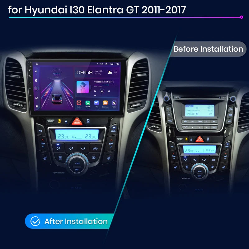Hyundai I30 Elantra GT 2011-2017  V1pro AI Voice  Carplay Android Auto Radio rds WIFI GPS BT 4G Car Multimedia autoradio AUTMTYTELGT