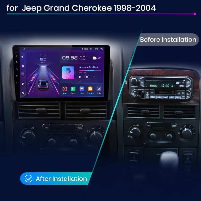 Jeep Grand Cherokee II WJ 1998-2004 CarPlay Android Auto  Radio RDS WIFI GPS BT Multimedia Player  autoradio AUTMJPGRCK2
