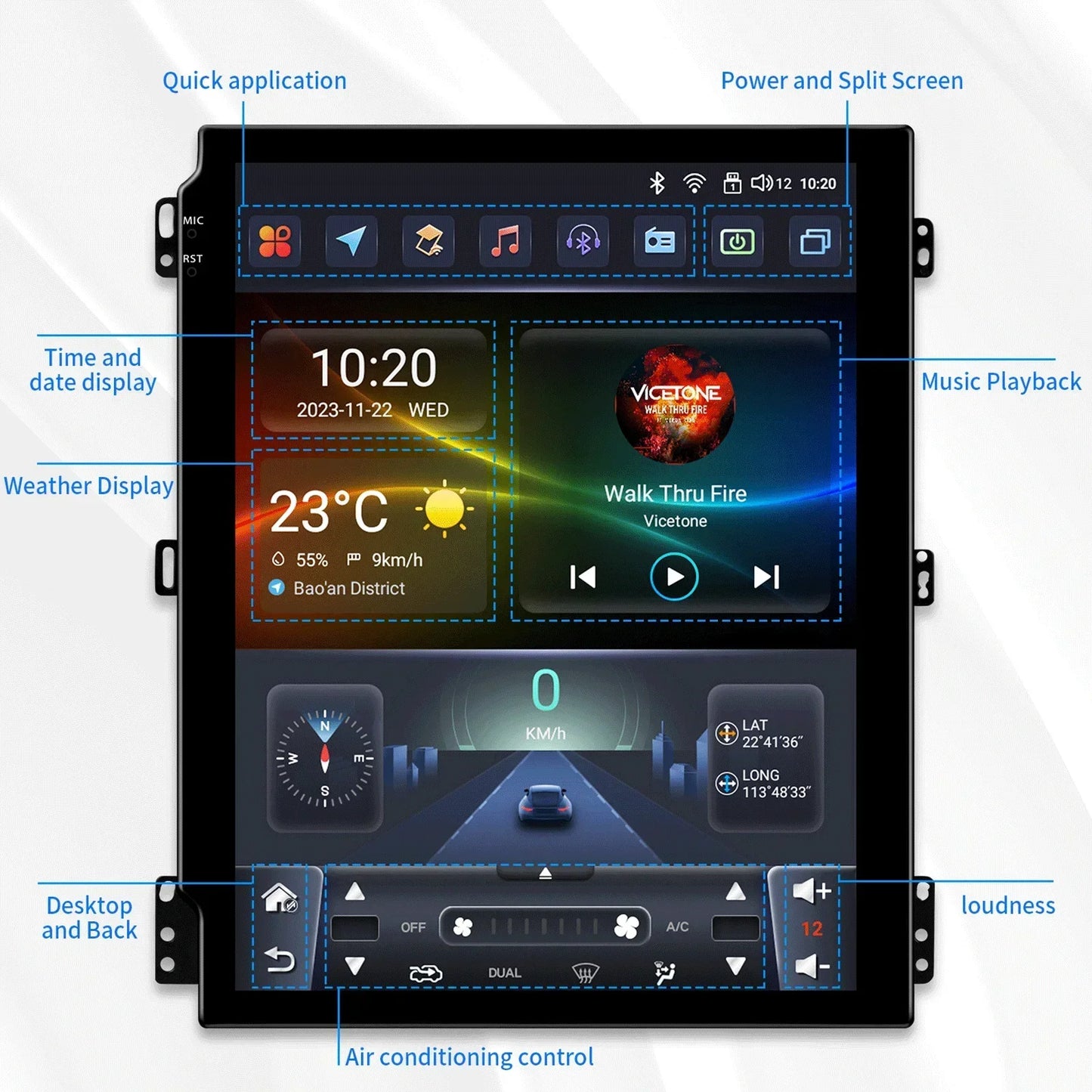 Jeep Wrangler JL Gladiator 2018-2023  9,7" Android 14 Carplay Android auto wireless wifi bt gps 4g  AUTM4XE5