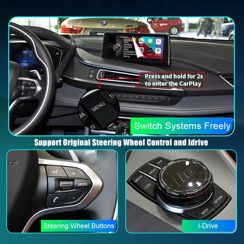 BMW i8 I12 NBT/EVO 2014-2020 Wireless CarPlay  Android Auto Mirror Link AirPlay  Car Play Navigation AUTMBMWI8