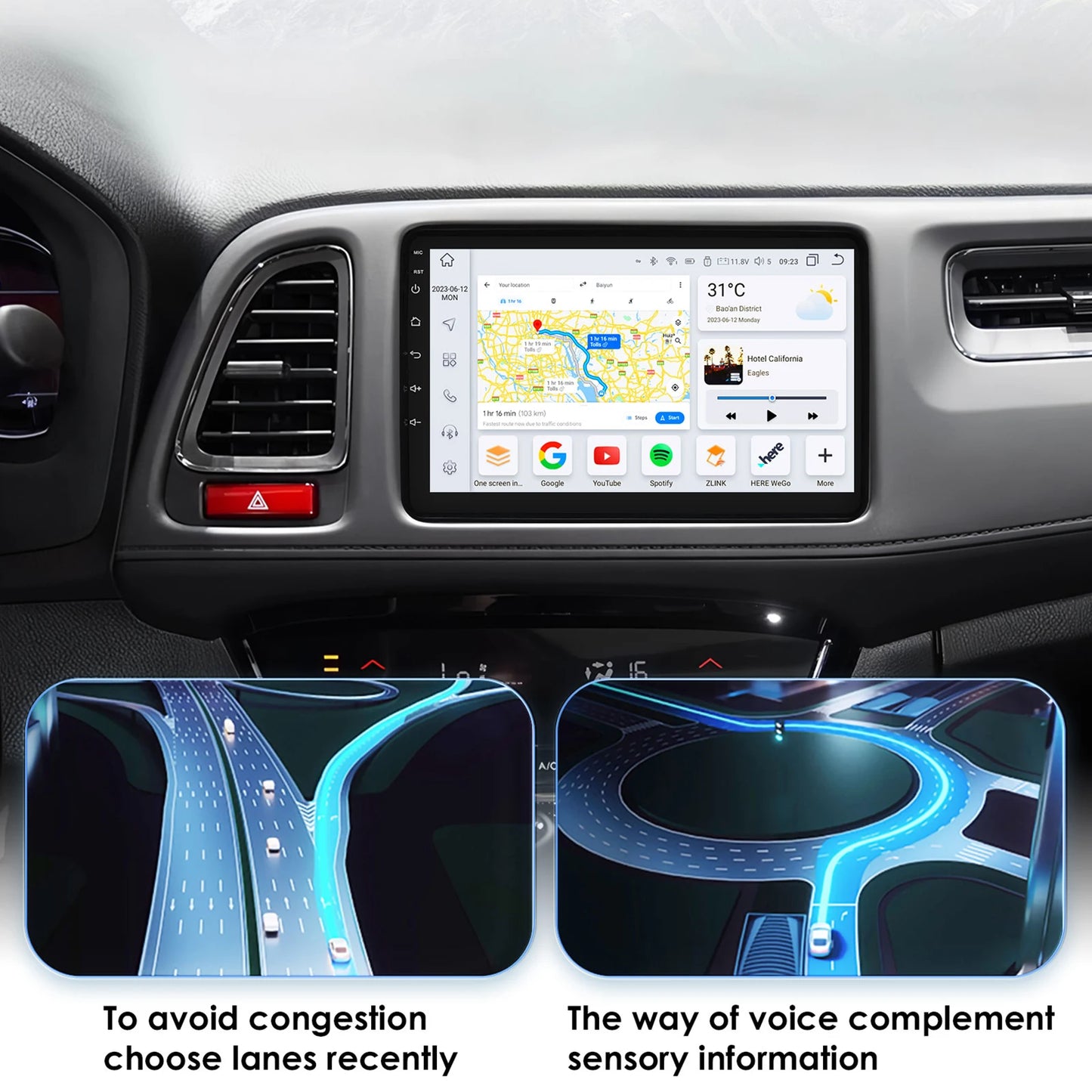 Honda Vezel HR-V HRV HR V XRV 2013-2022 9" Android 14 Carplay Android auto wireless wifi bt gps 4g AUTMQBOO