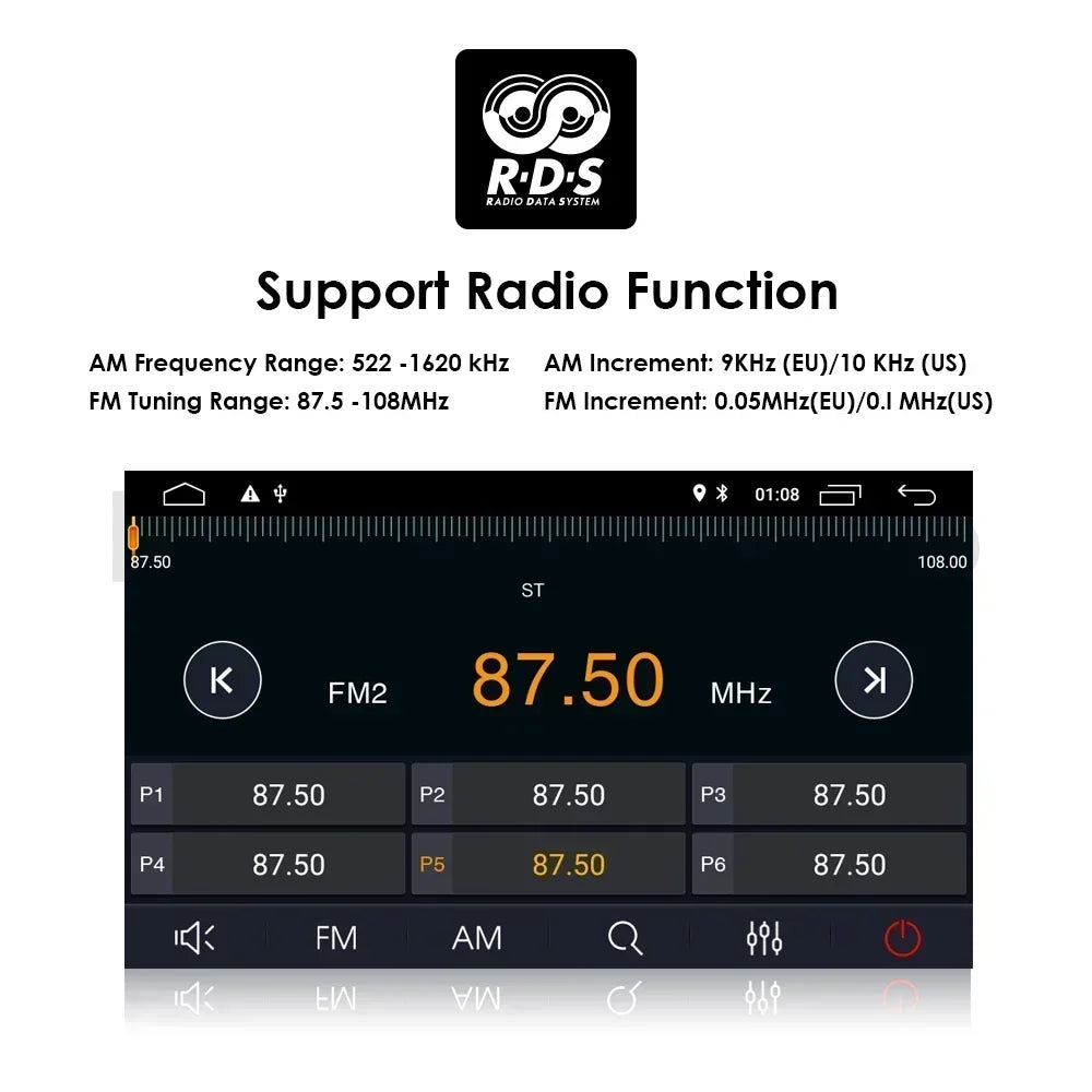 Audi A4 B9 B8 B7 B6 S4 RS4 SEAT Exeo 2000-2008 7" Android 14 Carplay Android auto wireless wifi bt gps 4g AUTM1EB1