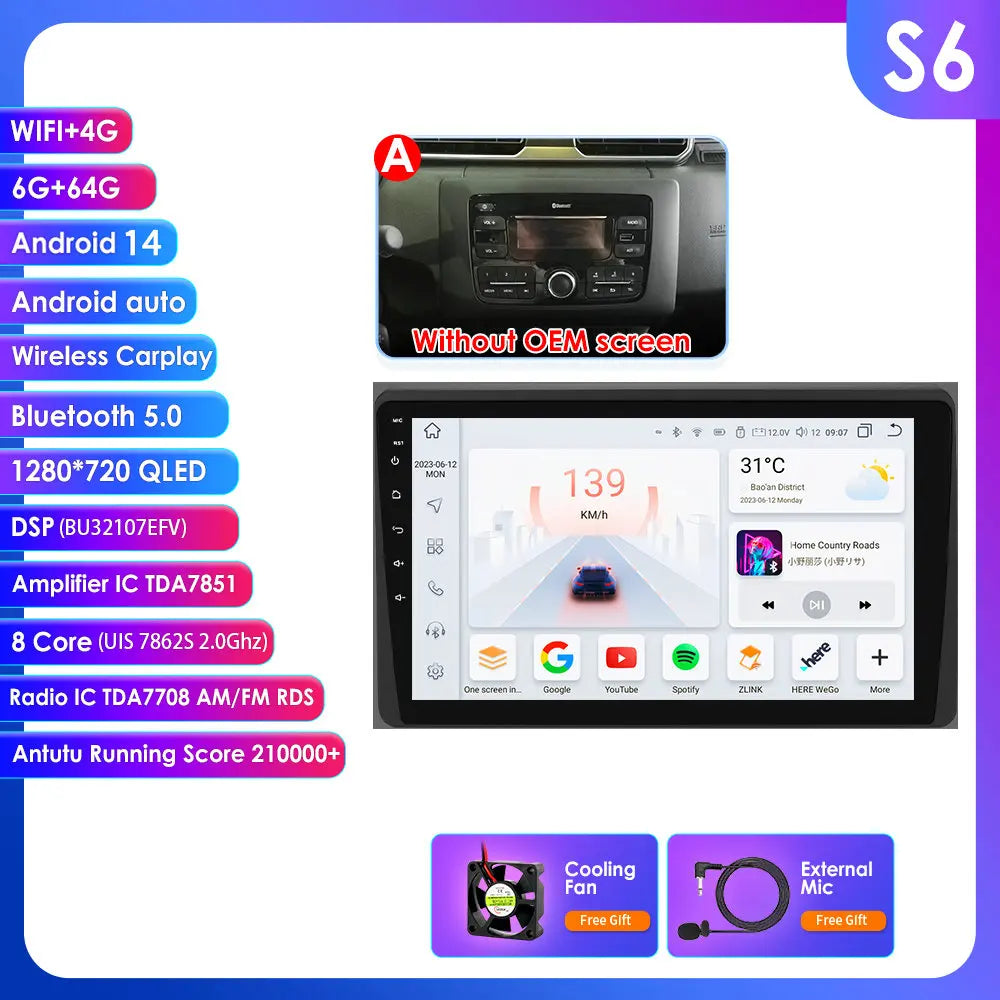 Dacia Duster  Renault Arkana 10,1" / 10,33" Android 14 Carplay Android auto wireless wifi bt gps 4g AUTMLWKH