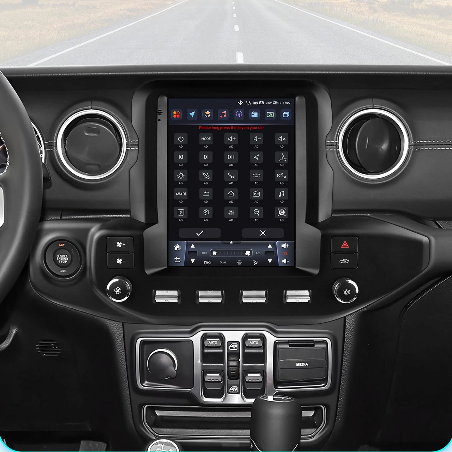 Jeep Wrangler JL Gladiator 2018-2023  9,7" Android 14 Carplay Android auto wireless wifi bt gps 4g  AUTM4XE5