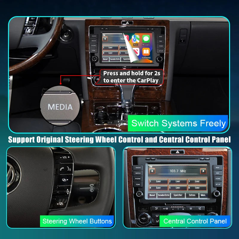 Volkswagen Magotan Tiguan Passat RNS510 Series / Phaeton Wireless Apple CarPlay   Android Auto Mirror Link   AUTMMTPPH