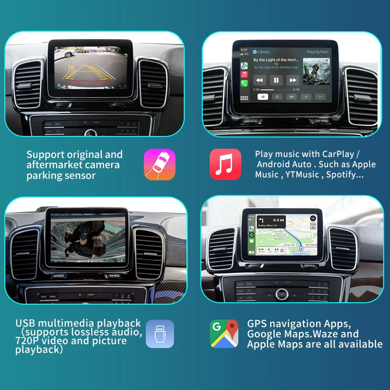 Mercedes Benz GLE GLS CLS 2014-2018 Wireless CarPlay  Android Auto Mirror Link AirPlay GPS AUTMMBGGCS