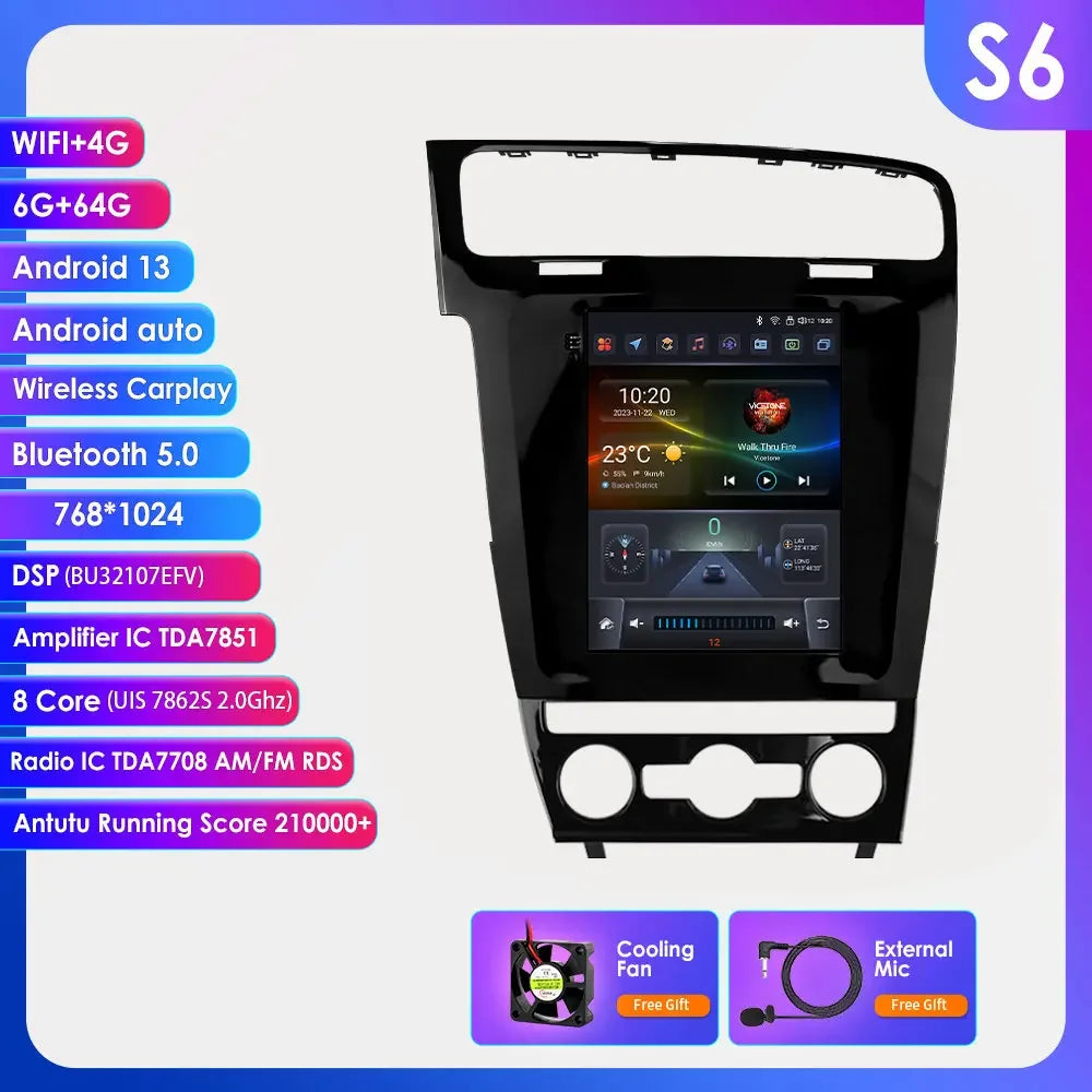 Volkswagen Golf 7 2014 -2018 9,7" Android 14 Carplay Android auto wireless wifi bt gps 4g  AUTM7VKQ