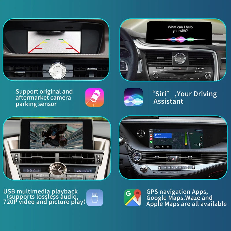 Lexus NX RX IS ES GS RC CT LS LX LC UX GX, 2014-2022 Wireless CarPlay  Android Auto Mirror Link AirPlay AUTMLXSNRIEG