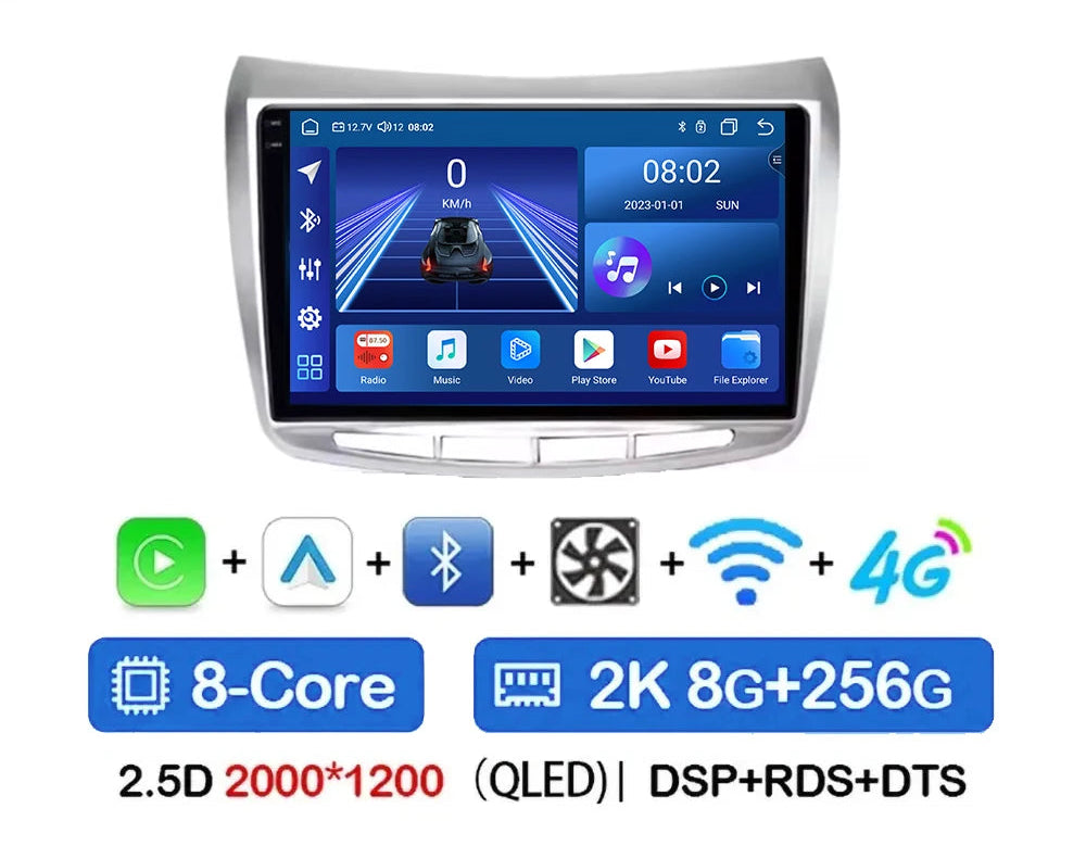 Cartablet 9"  Lancia Delta 2009-2019 Android 14 Carplay Android auto wireless wifi bluetooth navigatore satellitare Europa radio RDS AUTMLNCDT