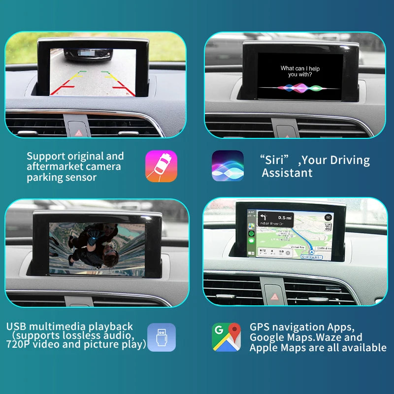 Audi  Q3 2012-2018 Wireless Apple CarPlay Android Auto  Mirror Link AirPlay Navigation AUTMAUDAQ3