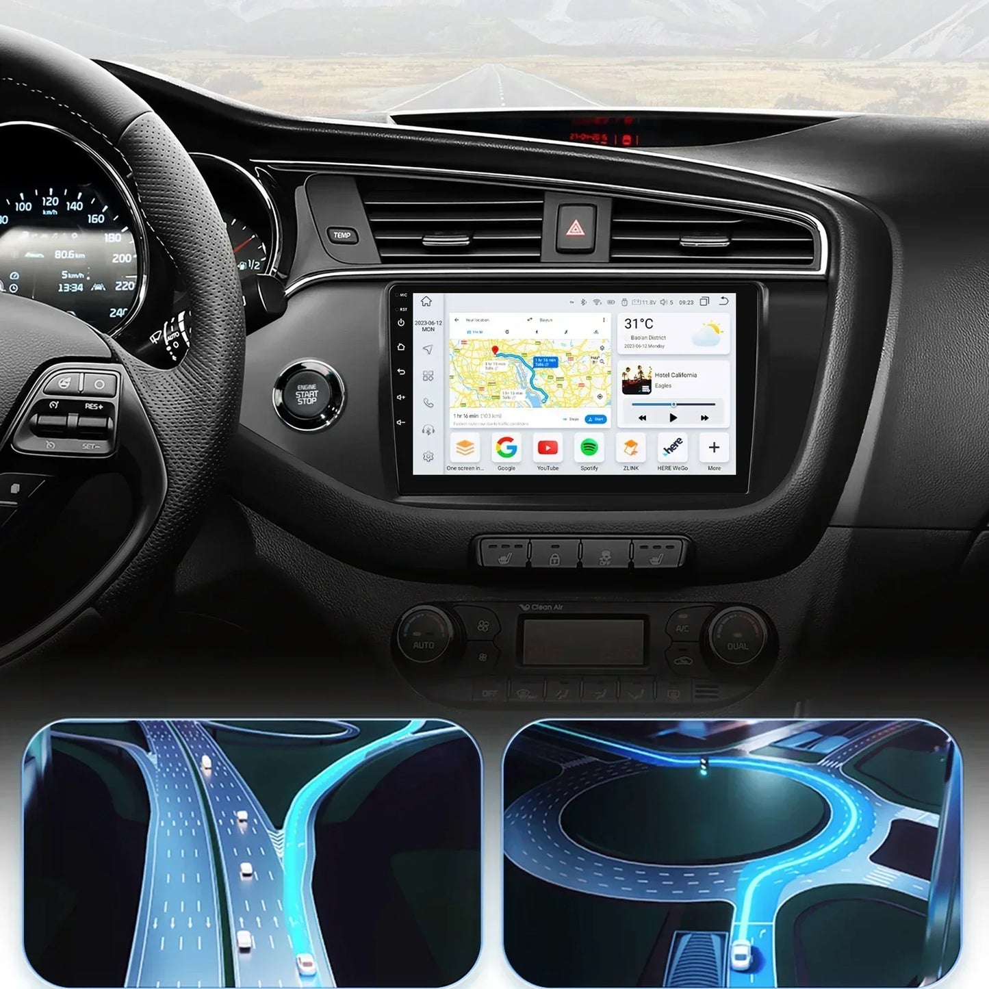 KIA Cee'd JD 2012 - 2016 9" Android 14 Carplay Android auto wireless wifi bt gps 4g  AUTMQQ9Z