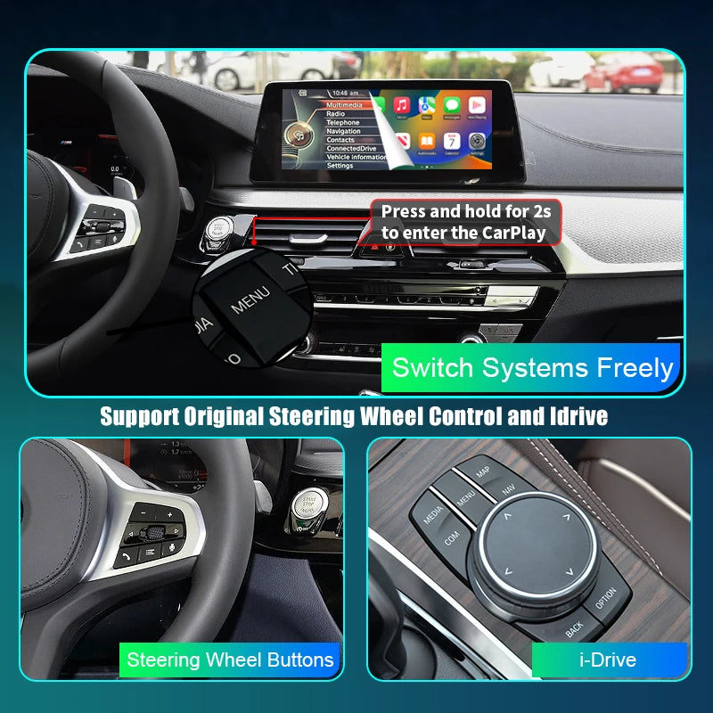 BMW 5 Series 530Le 2015-2020 Wireless CarPlay Android Auto Mirror Link AirPlay Navigation Car Play AUTMBMW530L
