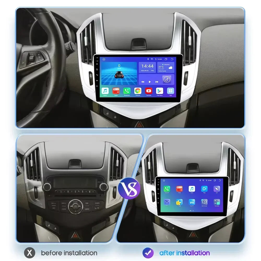 Chevrolet Cruze J300 J308 2012-2015 9" Android 14 Carplay Android auto wireless wifi bt gps 4g  AUTMSCX3