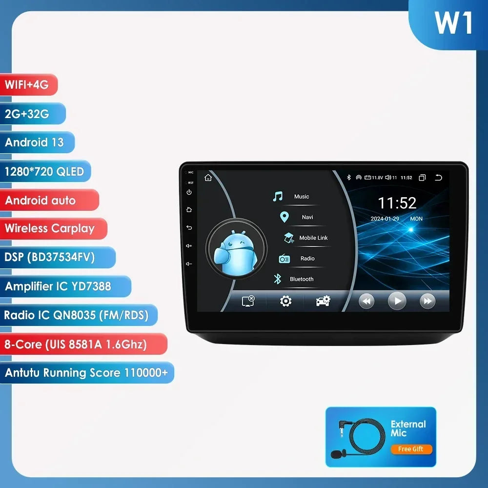 Skoda Fabia 2 2007 - 2014 10,1" Android 14 Carplay Android auto wireless wifi bt gps 4g  AUTMQ1FL
