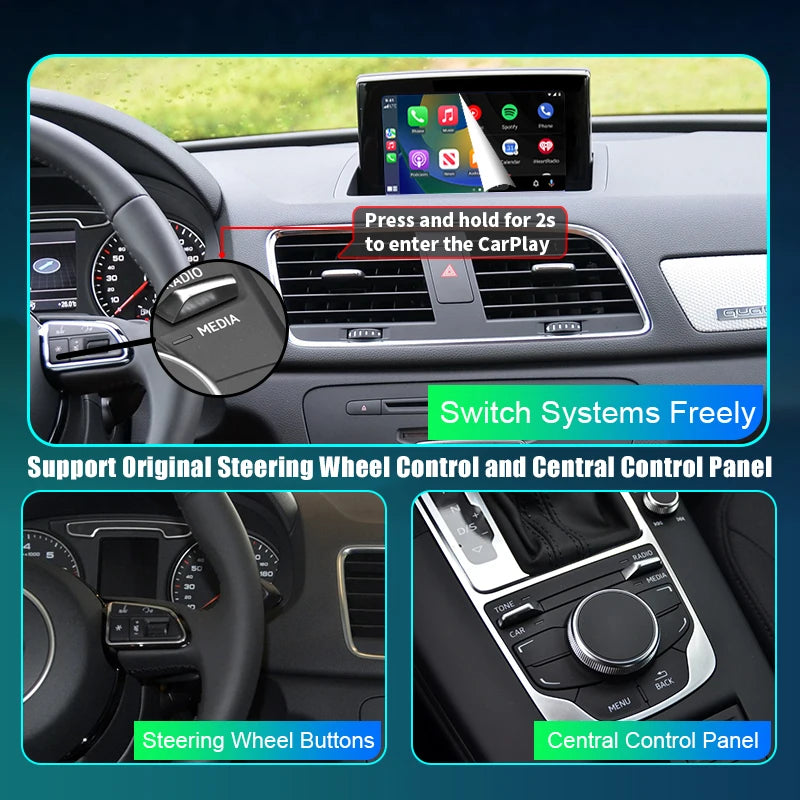 Audi  Q3 2012-2018 Wireless Apple CarPlay Android Auto  Mirror Link AirPlay Navigation AUTMAUDAQ3