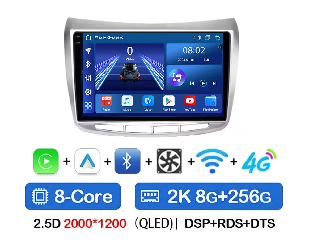 Cartablet 9"  Lancia Delta 2009-2019 Android 14 Carplay Android auto wireless wifi bluetooth navigatore satellitare Europa radio RDS AUTMLNCDT